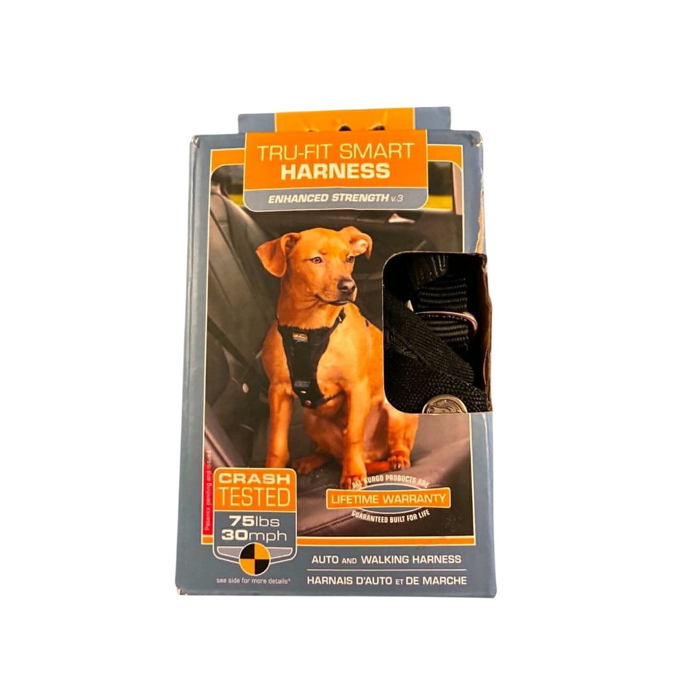 Kurgo Tru-Fit Smart Harness Dog Small Black Crash Tested v.3 Enhanced Strength